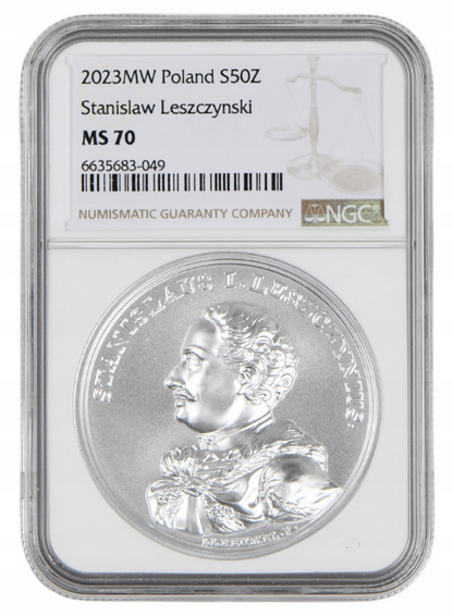50 zł Skarby Stanisława Augusta – Stanisław Leszczyński 2023 - NGC MS70